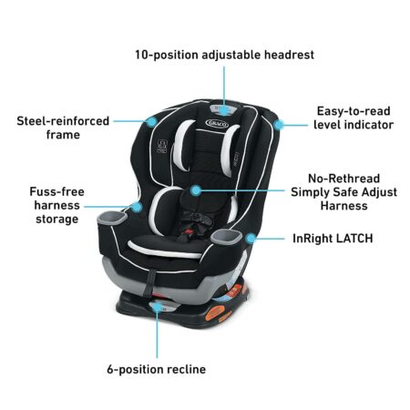 Graco Extend2Fit Convertible Car Seat Ride Rear Facing Longer with Extend2Fit Gotham